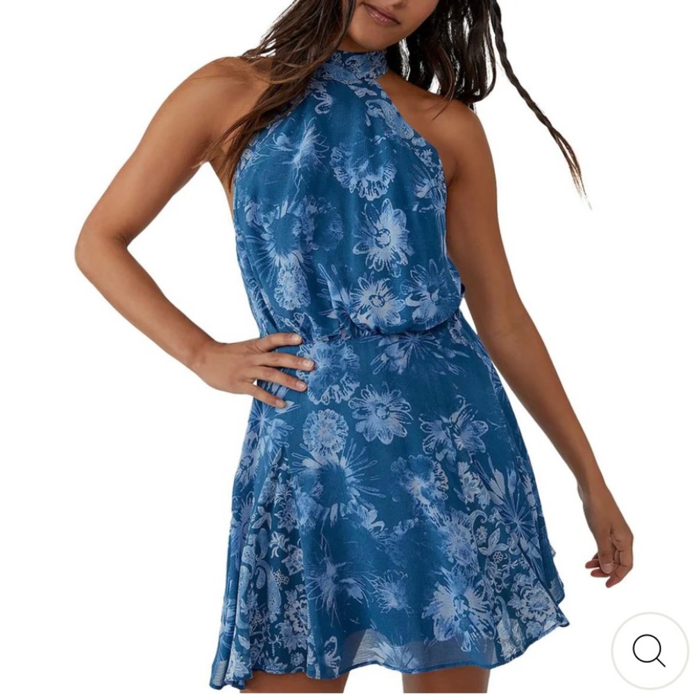 Free People blue floral dress size XL